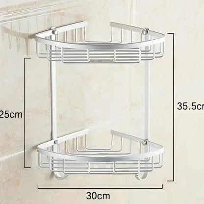 White aluminium double shelf corner basket angel rack kitchen caddy