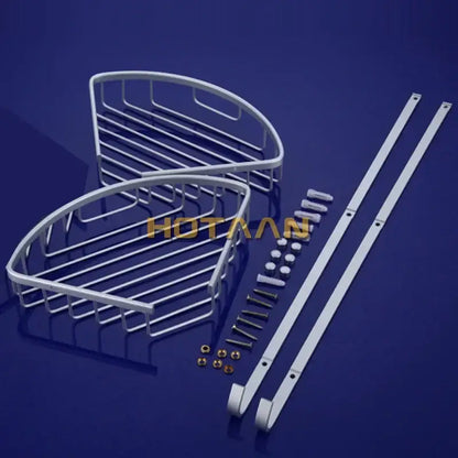 White aluminium double shelf corner basket angel rack kitchen caddy