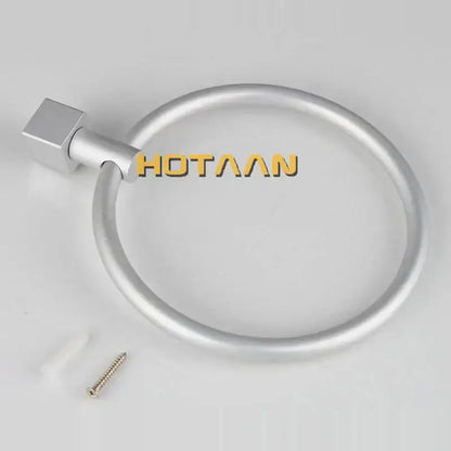 Silver aluminium round towel holder bathroom ring with square base