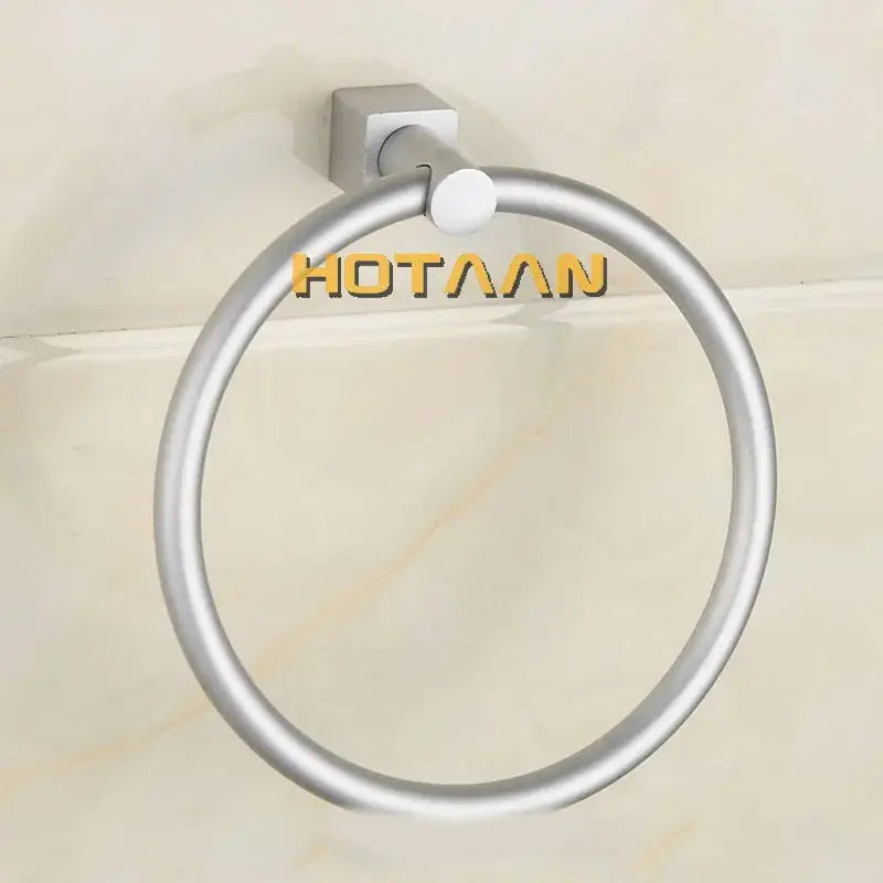 Silver aluminium round towel holder bathroom ring with square base