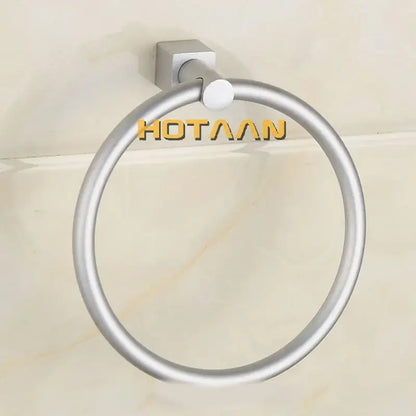 Silver aluminium round towel holder bathroom ring with square base