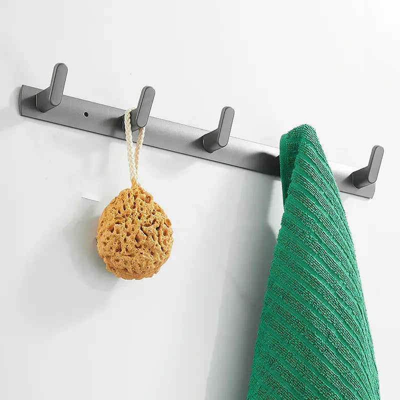 Gray aluminum alloy towel hooks bathroom wall rack