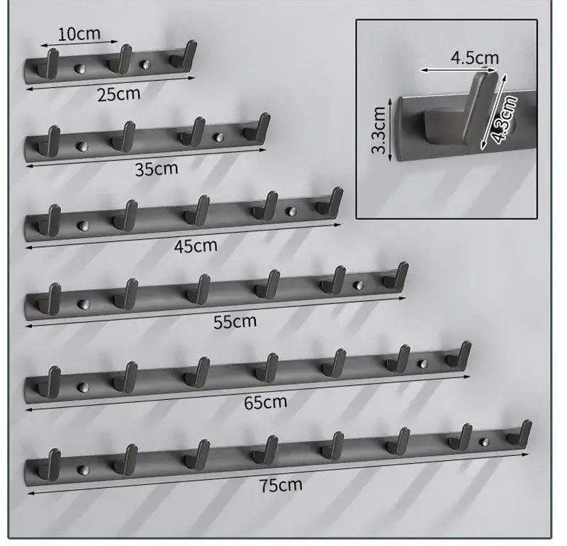Gray aluminum alloy towel hooks bathroom wall rack