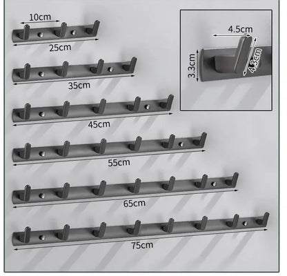 Gray aluminum alloy towel hooks bathroom wall rack