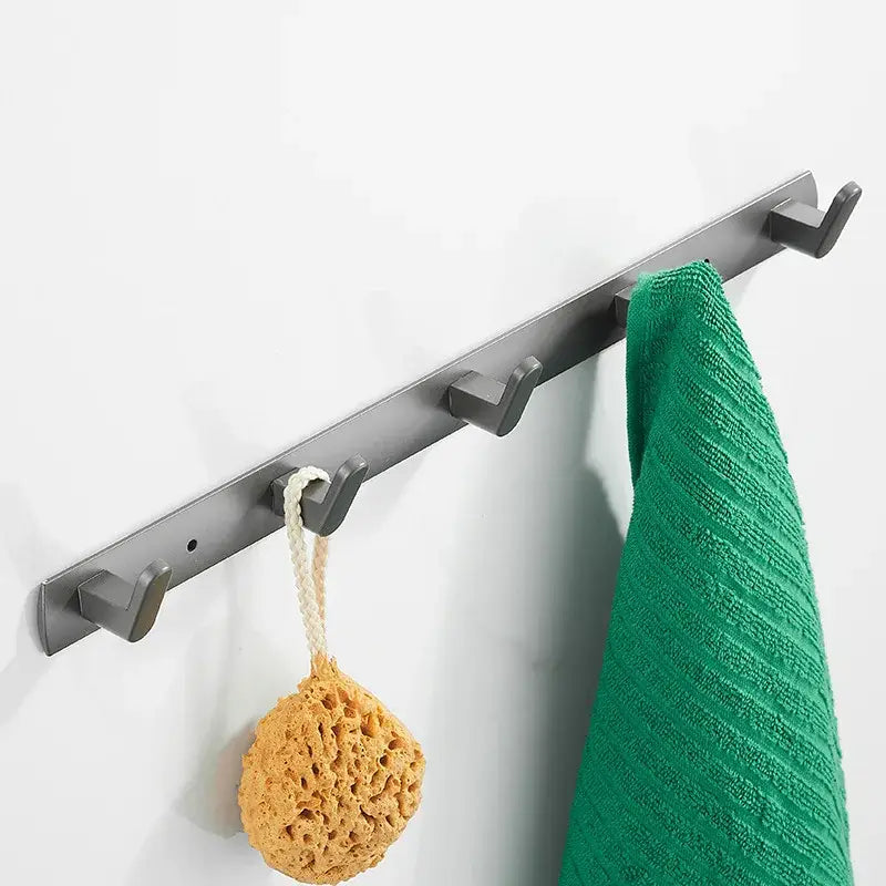 Gray aluminum alloy towel hooks bathroom wall rack