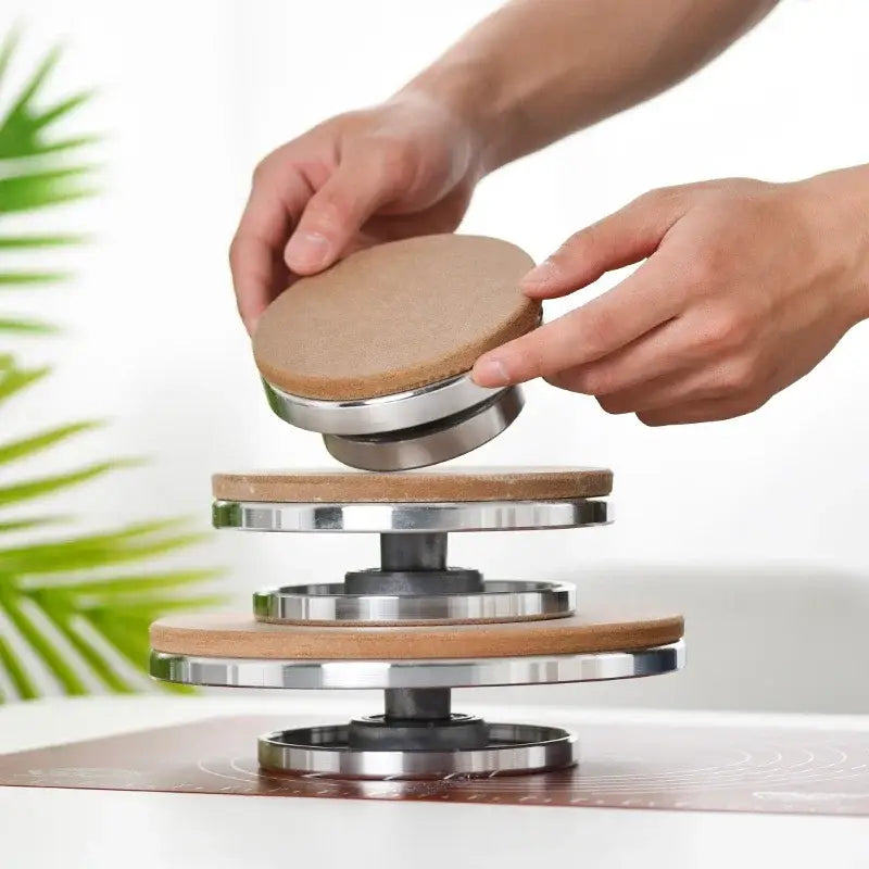 Modern silver aluminum alloy turntable tiered kitchen cake stand