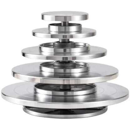 Modern silver aluminum alloy turntable tiered kitchen cake stand
