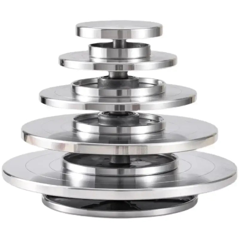 Modern silver aluminum alloy turntable tiered kitchen cake stand