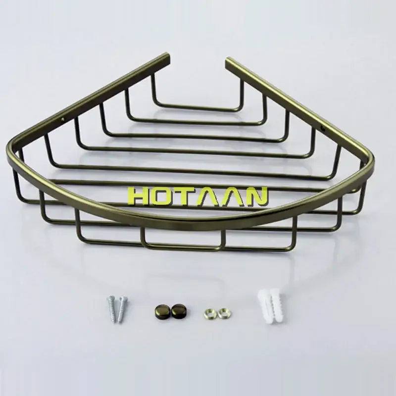Antique gold aluminum shower basket holder bathroom single layer shelfo navigation