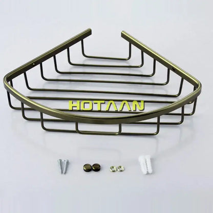 Antique gold aluminum shower basket holder bathroom single layer shelfo navigation
