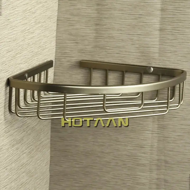 Antique gold aluminum shower basket holder bathroom single layer shelfo navigation