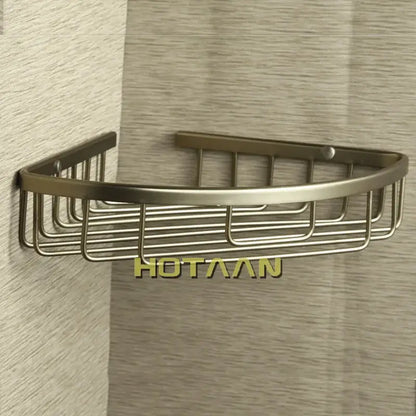 Antique gold aluminum shower basket holder bathroom single layer shelfo navigation