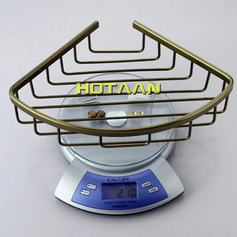 Antique gold aluminum shower basket holder bathroom single layer shelfo navigation