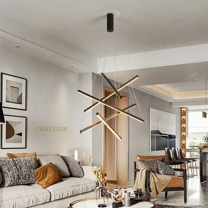 Modern black & white aluminum bar led chandelier for dining room