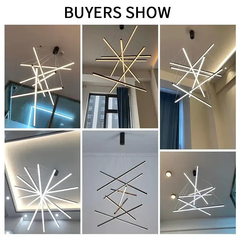 Modern black & white aluminum bar led chandelier for dining room