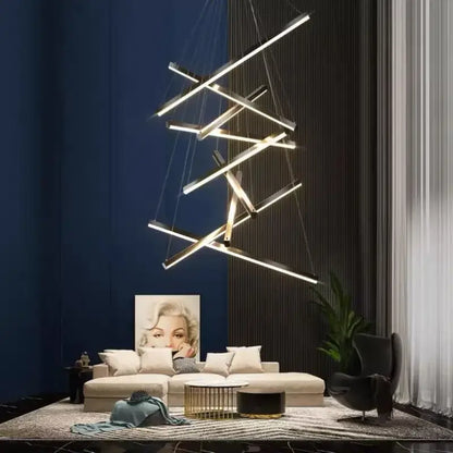 Modern black & white aluminum bar led chandelier for dining room