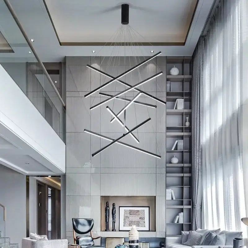 Modern black & white aluminum bar led chandelier for dining room