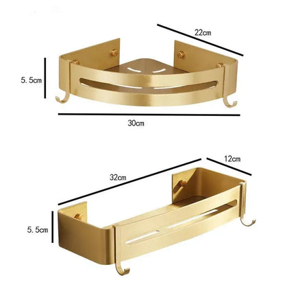 Modern gold & black bathroom corner shelf storage holder