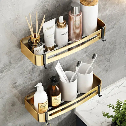 Modern gold & black bathroom corner shelf storage holder