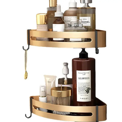 Modern gold & black bathroom corner shelf storage holder