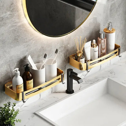Modern gold & black bathroom corner shelf storage holder