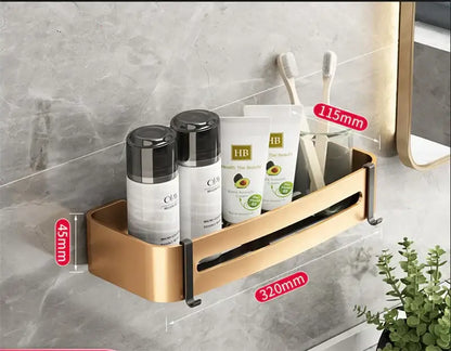 Modern gold & black bathroom corner shelf storage holder