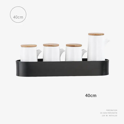 Black aluminum bathroom shelf with towel bar – bathroom organizer