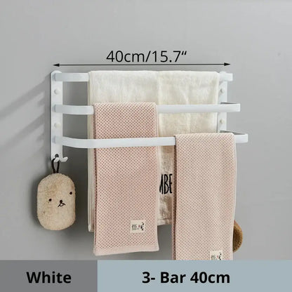 Modern black aluminum triple tier bathroom towel rack with hooks