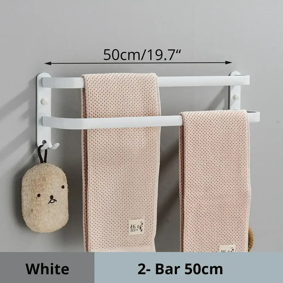 Modern black aluminum triple tier bathroom towel rack with hooks