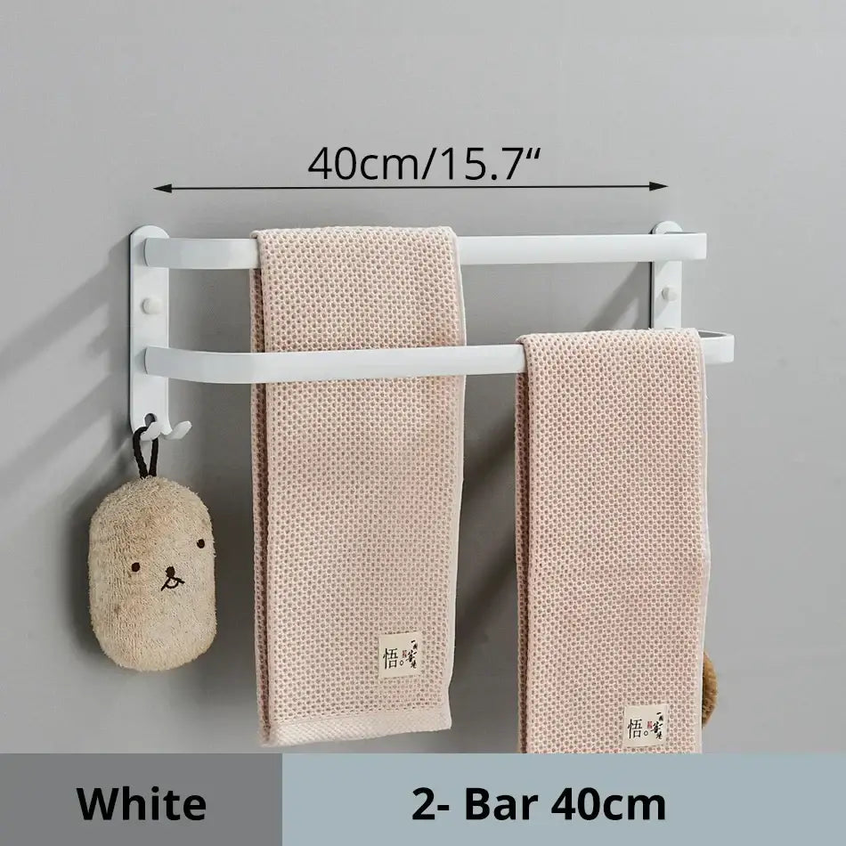 Modern black aluminum triple tier bathroom towel rack with hooks