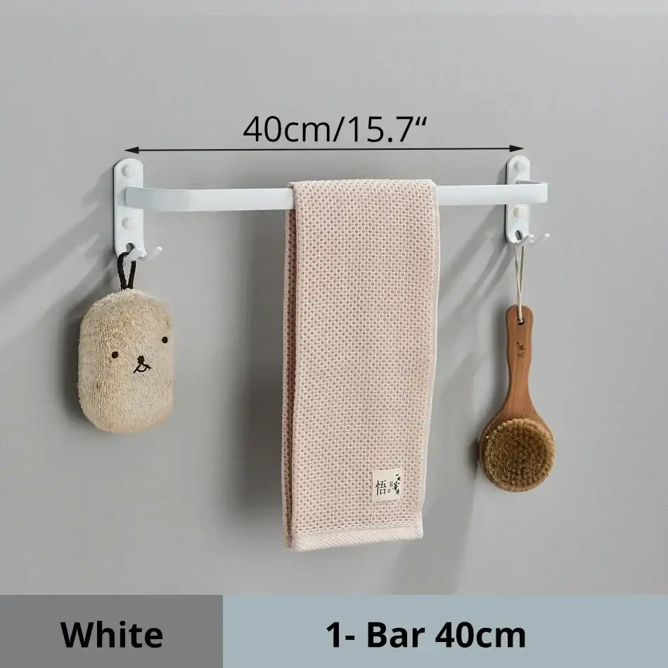 Modern black aluminum triple tier bathroom towel rack with hooks