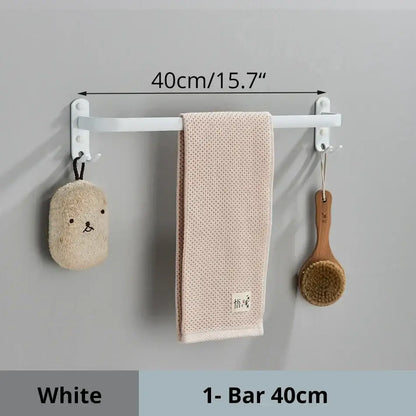 Modern black aluminum triple tier bathroom towel rack with hooks