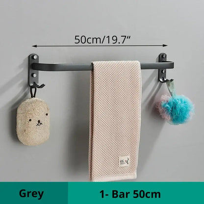 Modern black aluminum triple tier bathroom towel rack with hooks