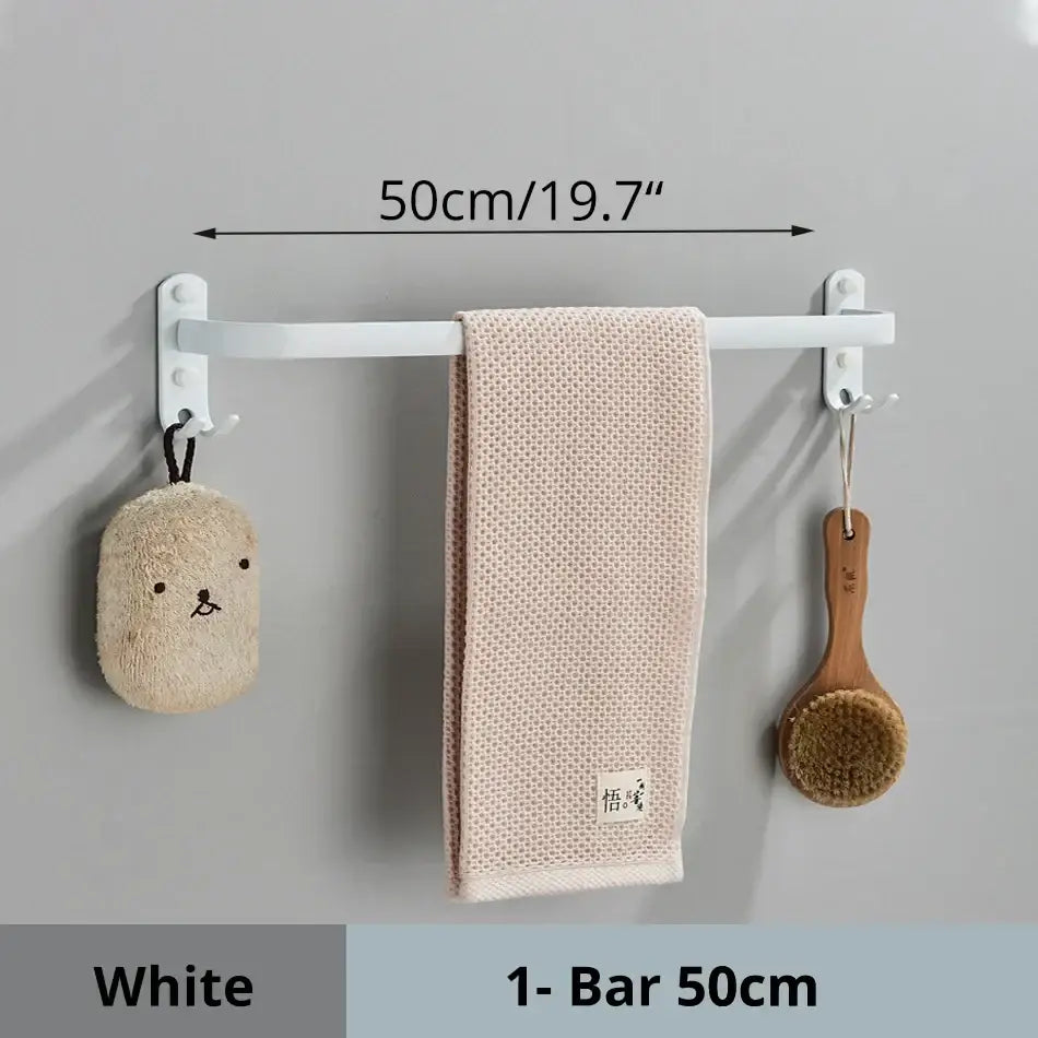 Modern black aluminum triple tier bathroom towel rack with hooks