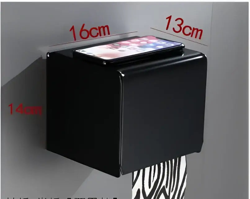 Matte black aluminum bathroom hardware set with towel rack and brush holder