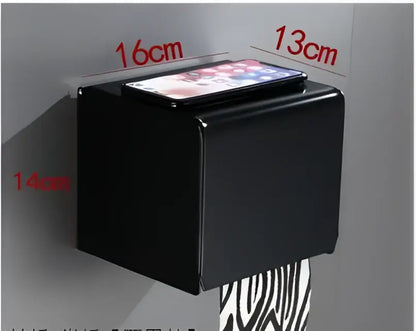 Matte black aluminum bathroom hardware set with towel rack and brush holder