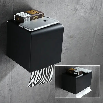 Matte black aluminum toilet paper rack bathroom wall mount