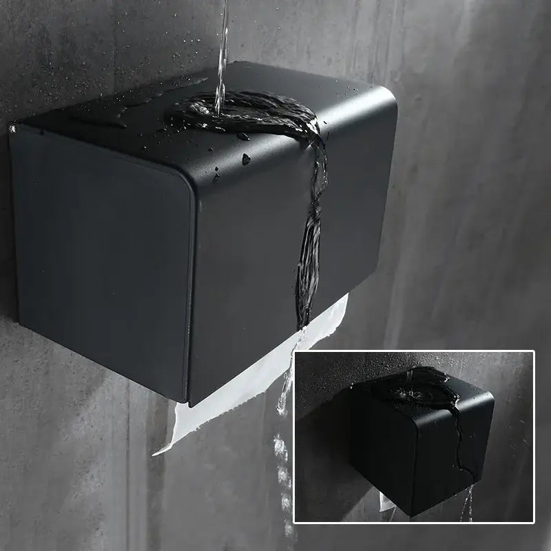 Matte black aluminum toilet paper rack bathroom wall mount