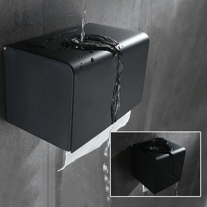 Matte black aluminum toilet paper rack bathroom wall mount