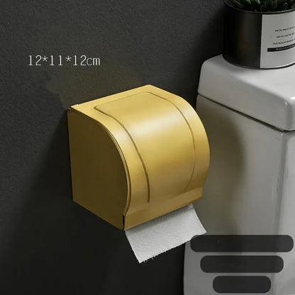 Modern brushed gold toilet paper holder with box bathroom storage