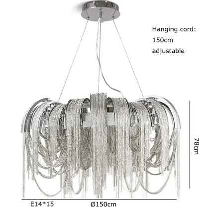 Modern aluminum chain pendant lights dining room glass chandelier