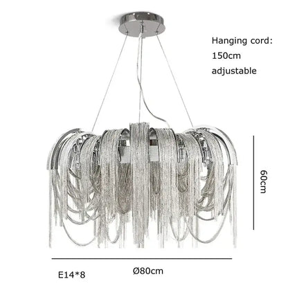 Modern aluminum chain pendant lights dining room glass chandelier