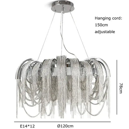 Modern aluminum chain pendant lights dining room glass chandelier
