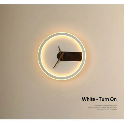 Modern beige aluminum clock wall lamp living room led sconce