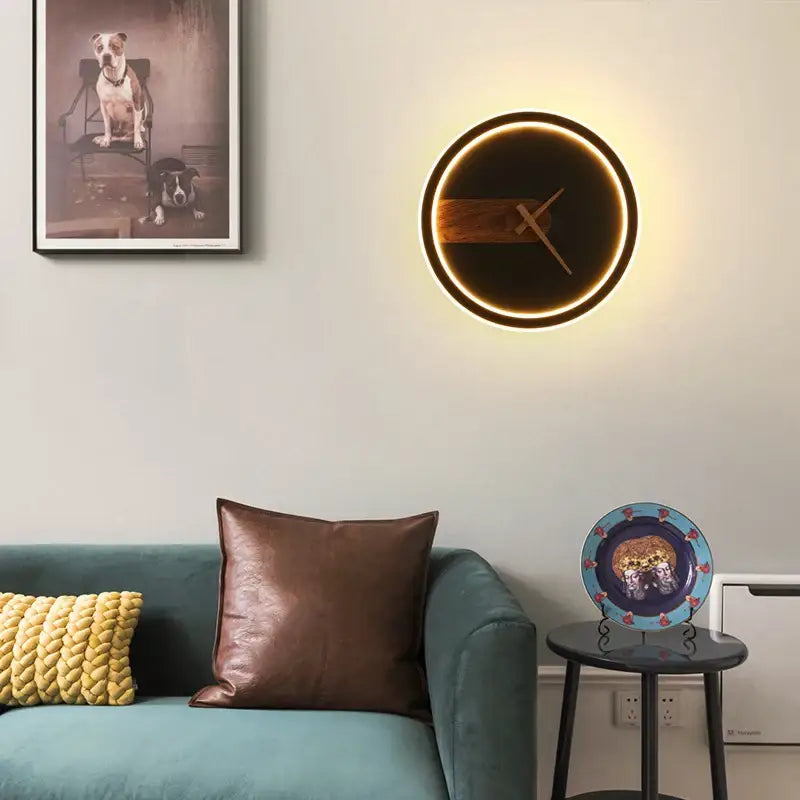 Modern beige aluminum clock wall lamp living room led sconce