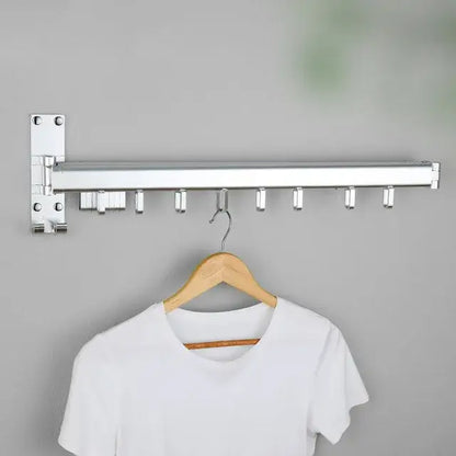 Black foldable aluminum clothing hanger rack laundry room wall mount