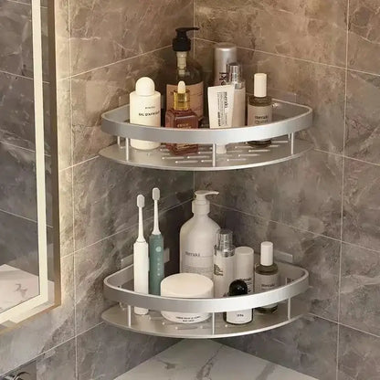 Black metal aluminum corner shelf organizer kitchen storage
