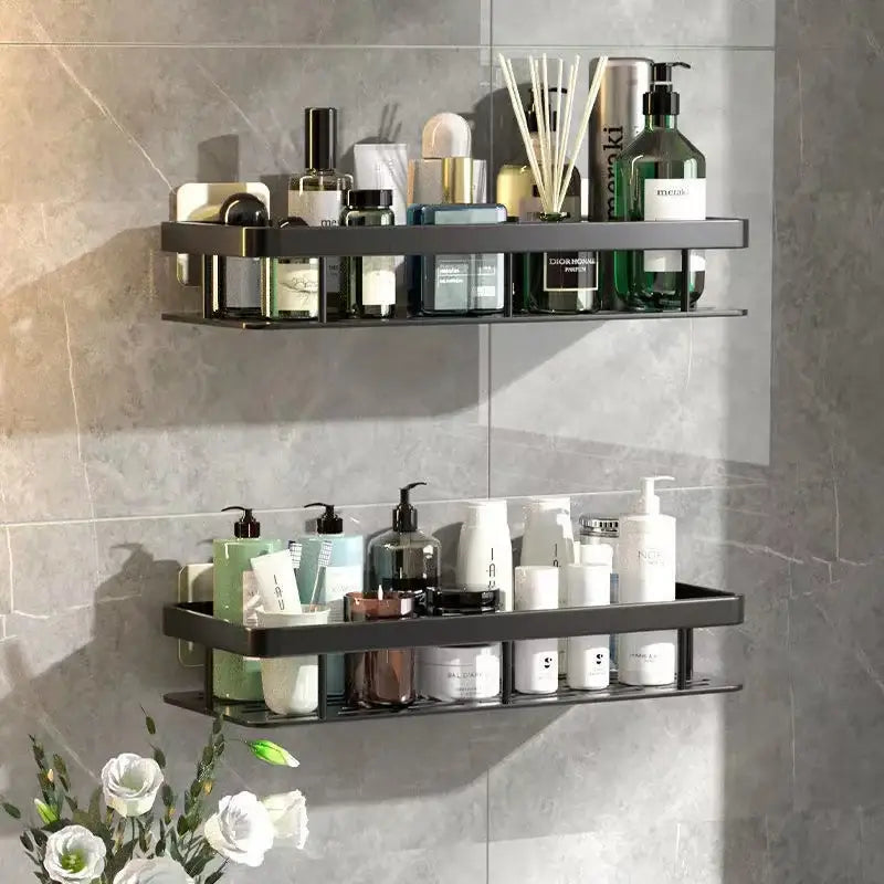 Black metal aluminum corner shelf organizer kitchen storage