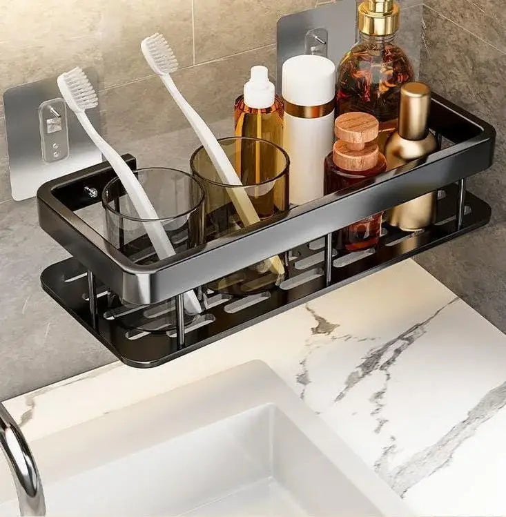 Black metal aluminum corner shelf organizer kitchen storage
