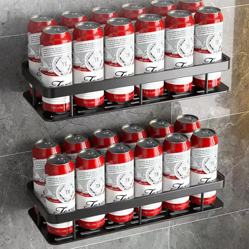 Black metal aluminum corner shelf organizer kitchen storage